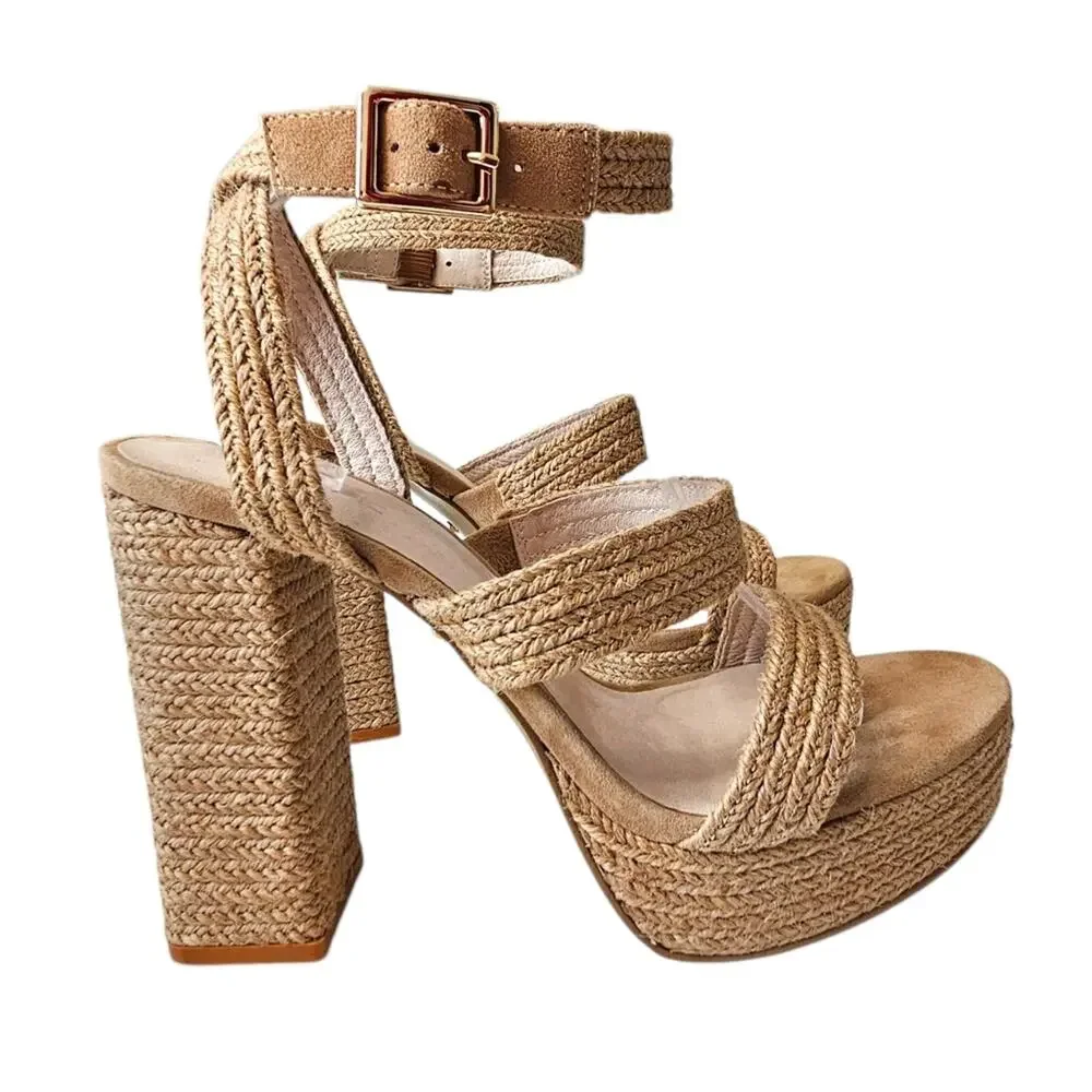 RAYE Akita Platform Sandals in Tan Size 9.5